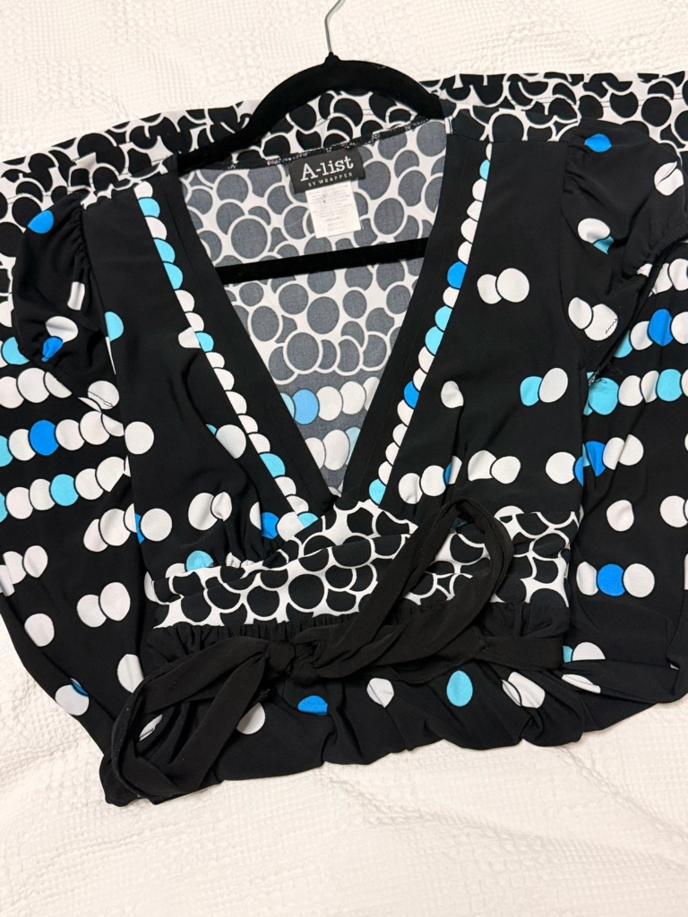 Polka Dot Mini Dress Tie Front Size S